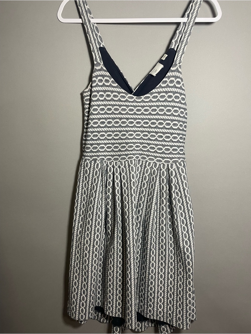 Postmark Anthropologie Gray White Knit Fit & Flare Dress Medium